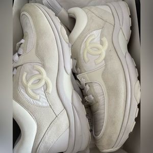 Chanel white sneakers used size 9.5